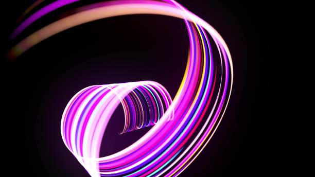 istock Motion graphics, sci-fi bg. Stream of multicolor neon lines form spiral shape, curls and pattern. Abstract background with light trails, Modern trendy motion design bg. Light flow bg. 3d render 1322748624