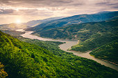 istock Beautiful view of the meandering river 1322753233