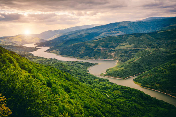 Beautiful view of the meandering river Beautiful view of the meandering river river valleys stock pictures, royalty-free photos & images