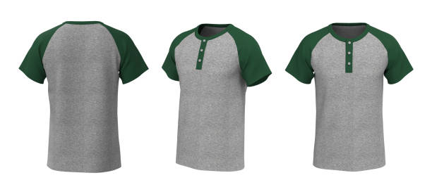 istock Blank raglan henley t-shirt with short sleeve mockup 1322761248