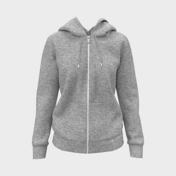 istock Blank hooded sweatshirt mockup with zipper in front view 1322761343