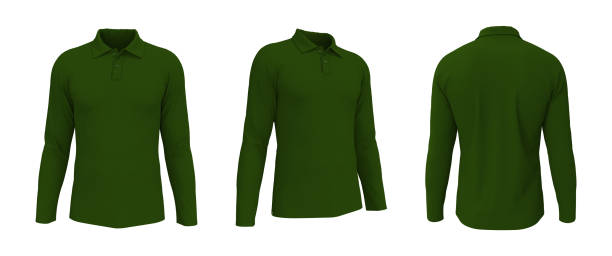 istock Blank collared t-shirt mockup in front, side and back views 1322762178