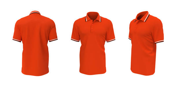 Blank collared shirt mockup in front, side and back views
