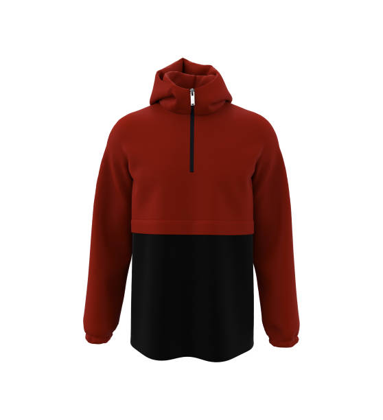 men's hooded jacket with half zip for your design mockup for print