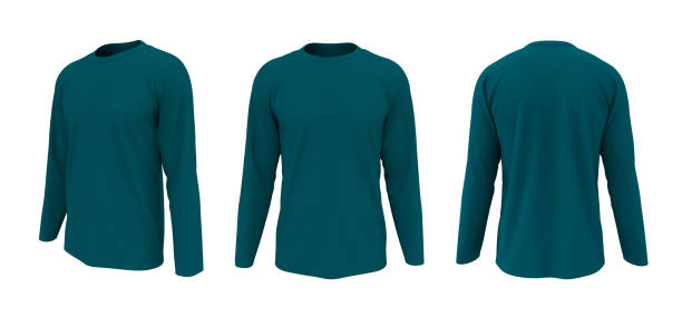 istock men's long-sleeve t-shirt mockup in front, side and back views 1322762983