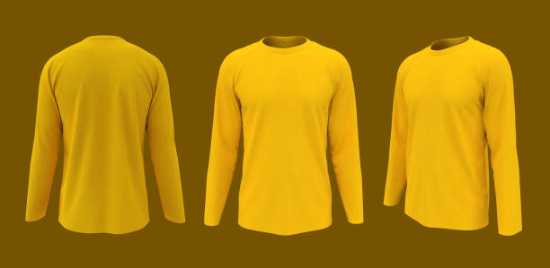 istock men's long-sleeve t-shirt mockup in front, side and back views 1322763060