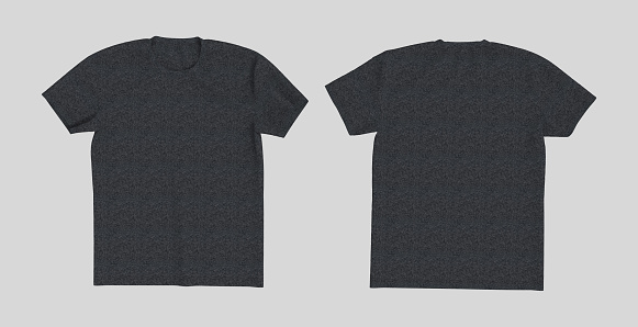 men's short-sleeve t-shirt mockup in front and back views, design presentation for print, 3d illustration, 3d rendering