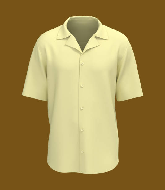 istock Short-sleeve camp shirt mockup 1322763091