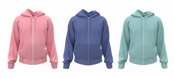 istock Blank hooded sweatshirt mockup with zipper in front view 1322763099