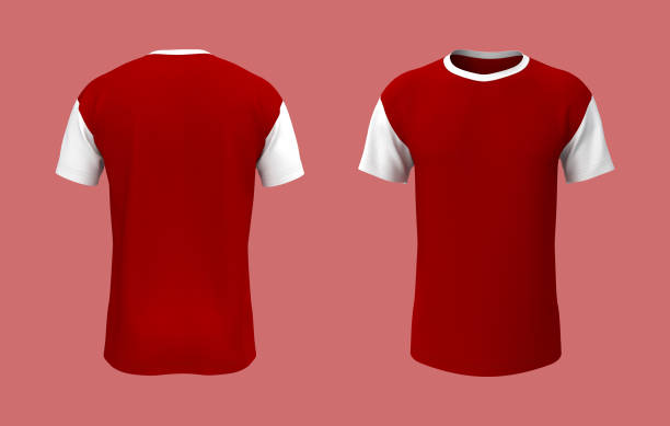 istock men's colorblock t-shirt mockup in front, side and back views 1322763102