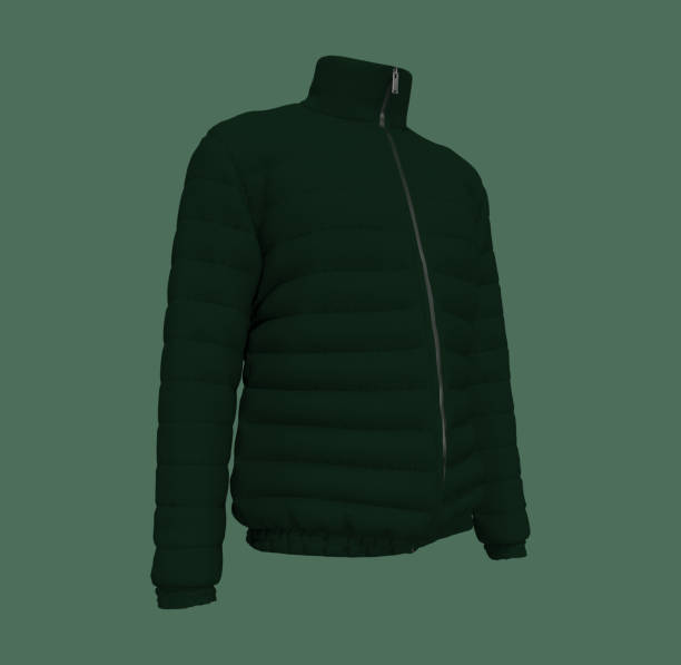 istock Men's warm sport puffer jacket isolated over green background 1322763977