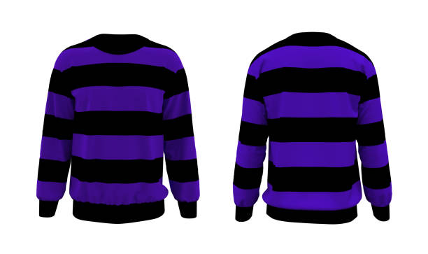 istock Blank striped sweatshirt mock up in front and back views 1322763984