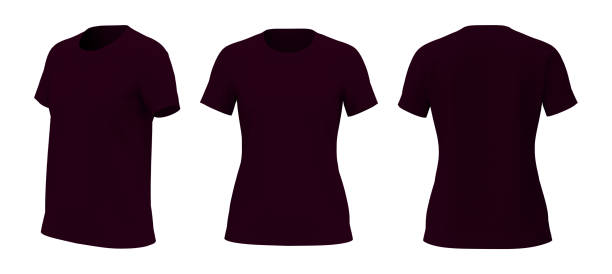 istock Women's crewneck t-shirt mockup in front, side and back views 1322763997