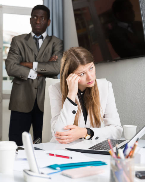 istock Offended woman after quarrel in office 1322769100