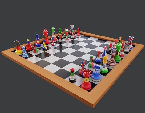 International Politics & countries chessboard concept image