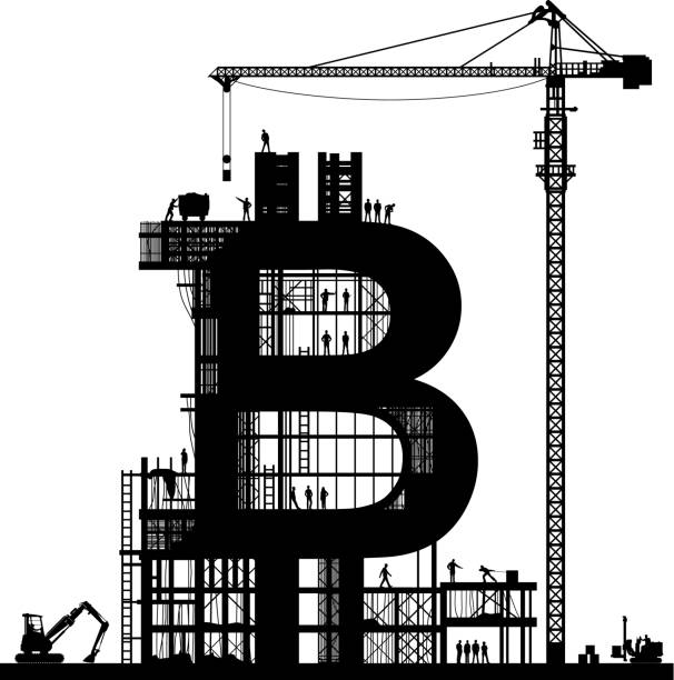 bitcoin machen - silhouette crane construction construction site stock-grafiken, -clipart, -cartoons und -symbole