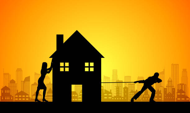 ilustrações de stock, clip art, desenhos animados e ícones de moving house - moving house house action silhouette