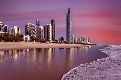 Dawn at Main Beach Surfers Paradise on the Gold Coast in Queensland