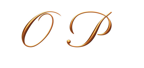 istock 3d alphabet, Golden uppercase letters O P, 3d rendering 1322796547