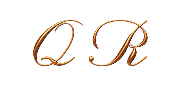 istock 3d alphabet, Golden uppercase letters Q R, 3d rendering 1322796551