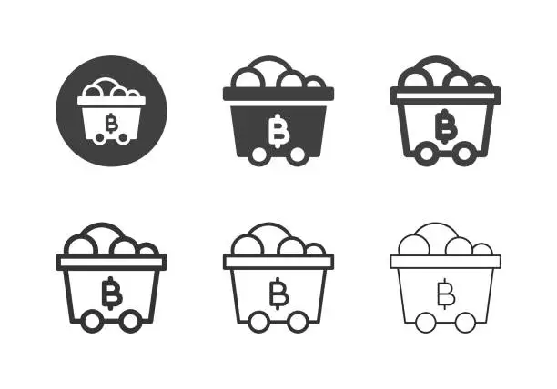 Vector illustration of Bitcoin Mine Trolley Icons - Multi Series