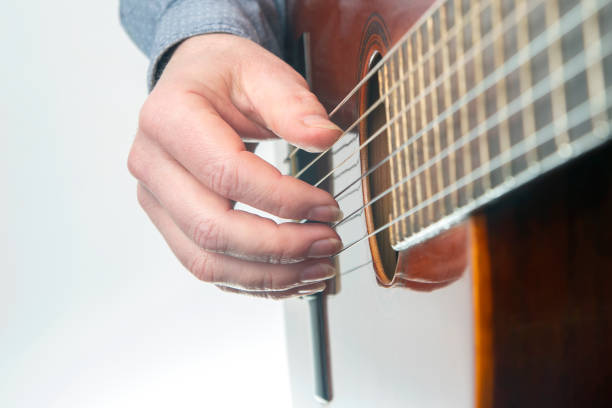 istock male guitarist hands with nails while playing music. classical guitar 1322799922