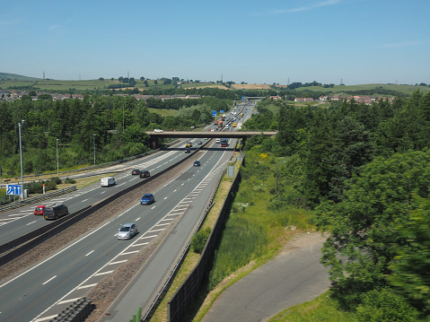 Glasgow, Uk - Circa June 2018: M8 motorway connecting Glasgow and Edinburgh