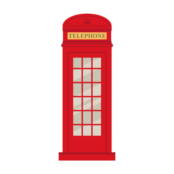 ilustrações de stock, clip art, desenhos animados e ícones de london phone booth. red historic british telephone box. flat cartoon isolated element icon. travelling to england. - england telephone telephone booth london england