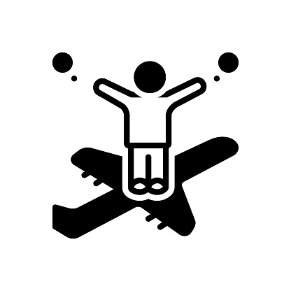 Icon for impossible, hardly possible, unobtainable, unfeasible, unthinkable, unbelievable, airplane, people, stand