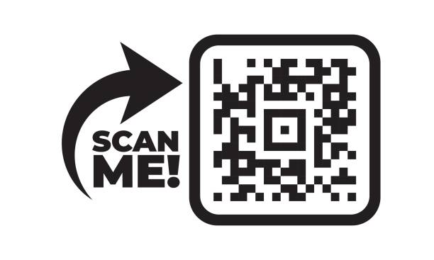 Bar code Scan me icon with QR code. Qrcode tempate for mobile app scanning activity stock illustrations