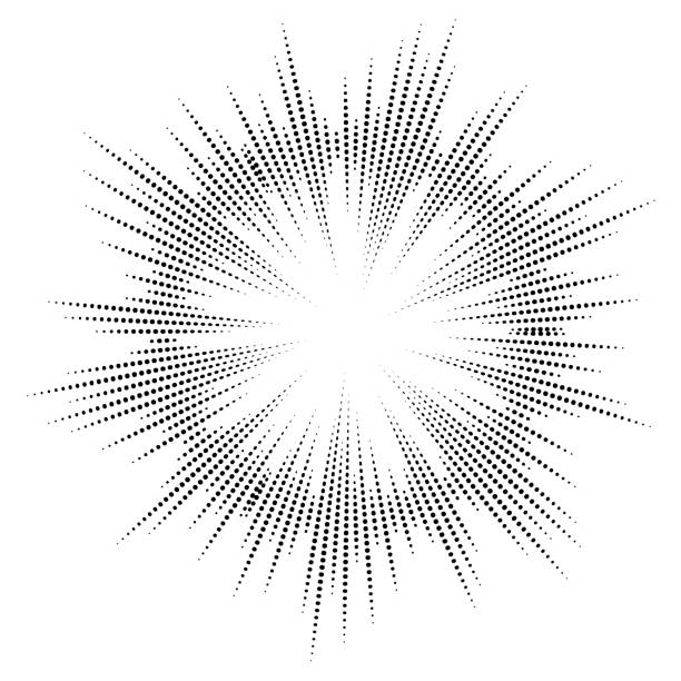 ilustrações de stock, clip art, desenhos animados e ícones de bursting rays. sunburst frame. abstract equalizer element with dotted lines for design. vector illustration. - explodindo