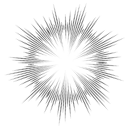 Bursting rays. Sunburst frame. Abstract equalizer element with dotted lines for design. Vector illustration isolated on white background