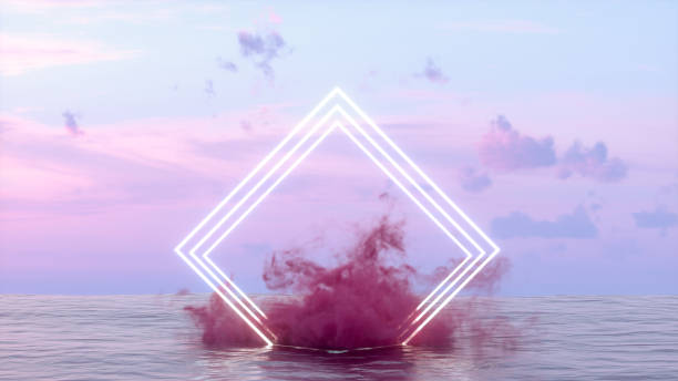 istock Neon Lightning Glowing Frame and Cloud over the Sea 1322819057