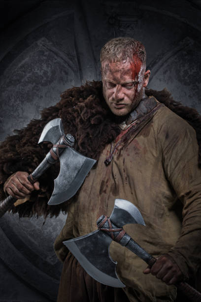 istock Bloody Viking warrior in studio shot 1322820665