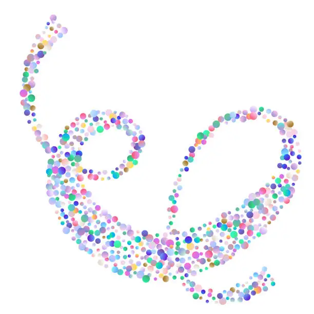 Vector illustration of Abstract figure with random polka confetti
