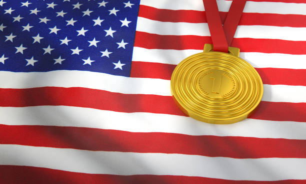 istock USA flag and gold medal 1322822495