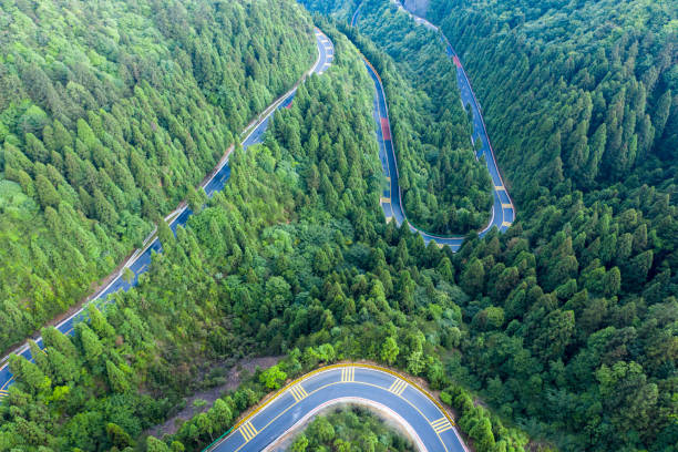 istock Aerial view of mountain road, 1322825903