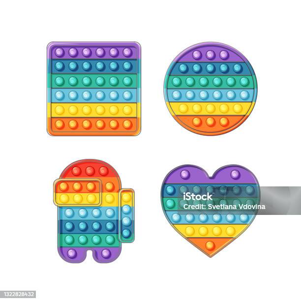 Ilustrații de stoc cu Jucarii Din Silicon Pop Este Stabilit În Stil De Desene Animate În Formă De Inimă Cerc Pătrat Și Printre Ca Ilustrație Vectorială - Descarca imaginea acum