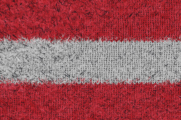 istock 3d rendering of knitted woolly Austrian flag in front view 1322832249