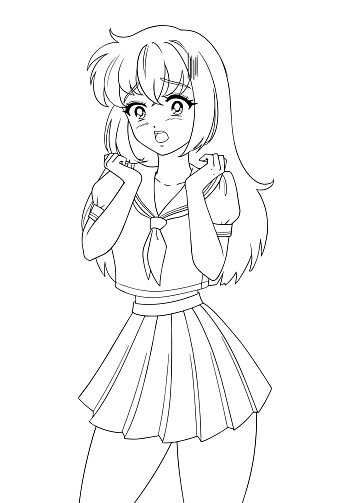 ✓ Cute anime manga girl wearing school uniform. Stock Photos ✓ Cute anime manga girl wearing school uniform. Stock Photos
