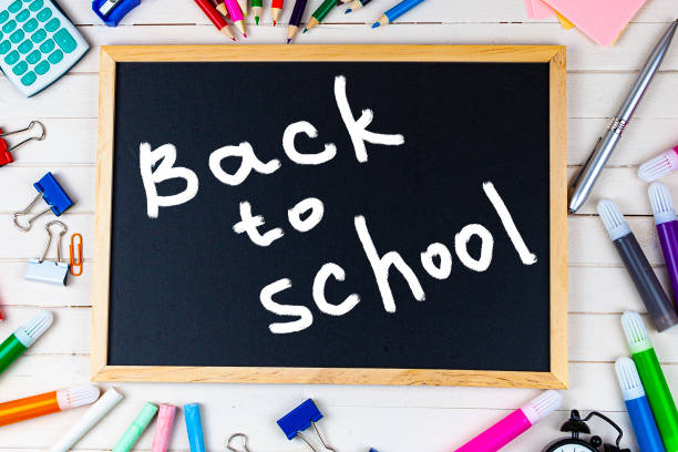 istock Various school supplies on a wooden table. 1322832439