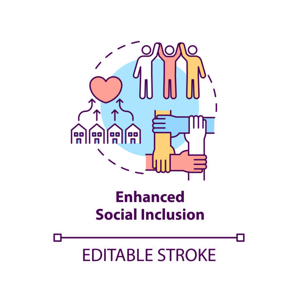 Enhanced social inclusion concept icon Enhanced social inclusion concept icon. Community development abstract idea thin line illustration. Integrate people from different backgrounds. Vector isolated outline color drawing. Editable stroke aspire logo stock illustrations