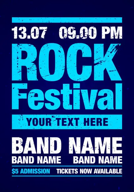 Vector illustration of vector rock festival flyer, design template for party