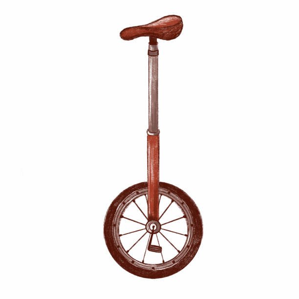 ilustrações de stock, clip art, desenhos animados e ícones de circus one-wheel acrobatic bike - unicycling unicycle cartoon balance