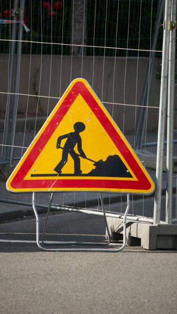 istock Road construction sign on the floor 1322838823