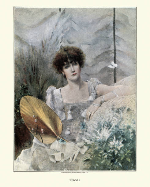 Vintage illustration of Portrait of Sarah Bernhardt as Fedora, by Alfred Stevens. Sarah Bernhardt was a French stage actress who starred in some of the most popular French plays of the late 19th and early 20th centuries