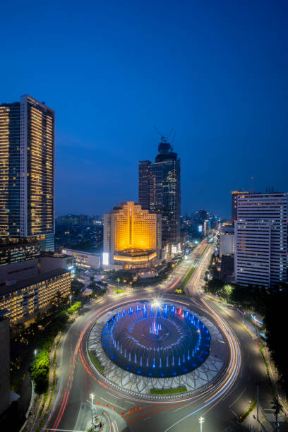 istock Hotel Indonesia Roundabout in the sunset time 1322843953