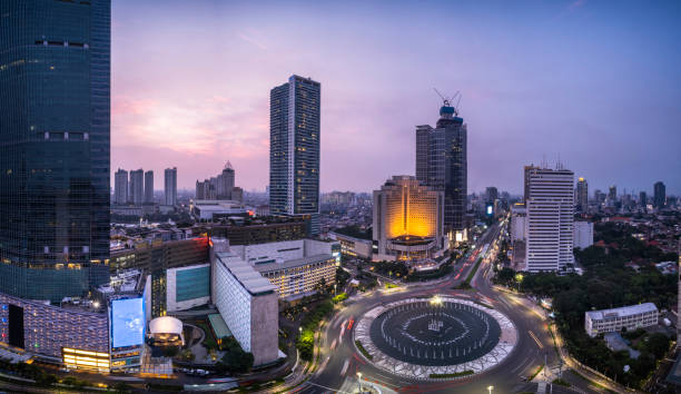 istock Hotel Indonesia Roundabout in the sunset time 1322844468