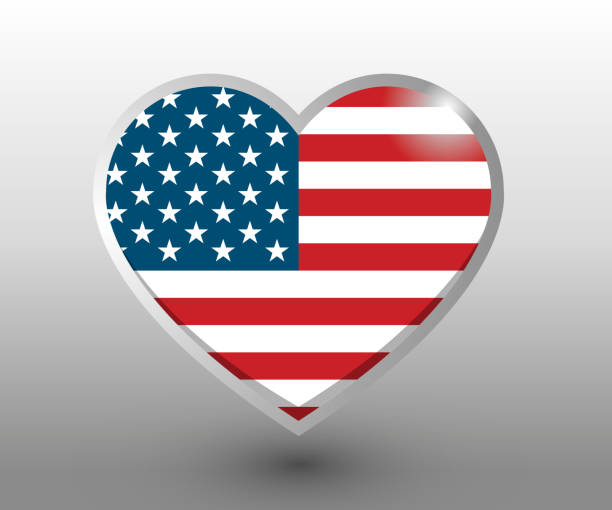 istock Vector illustration of heart shape of USA insignia isolated on white 1322848362