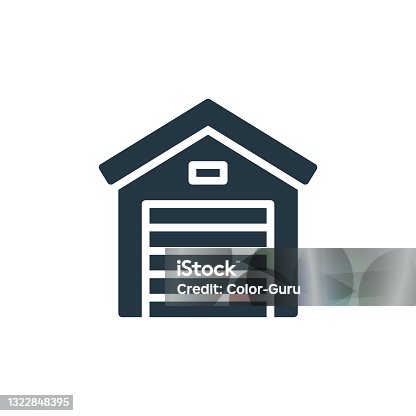 istock garage icon. Glyph garage icon for website design and mobile, app development, print. garage icon from filled real estate collection isolated on white background.. 1322848395